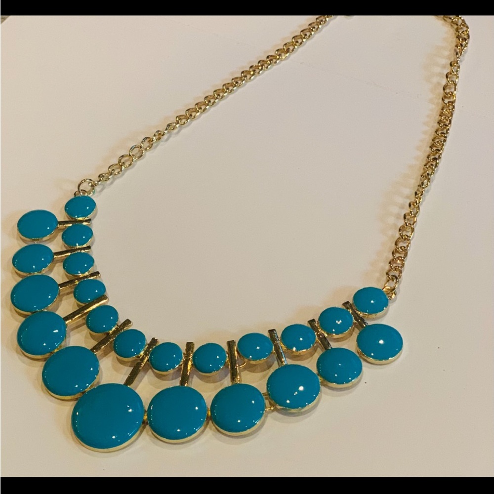 Taramanda Gold and Teal Necklace Earring Set New!